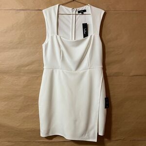 Lulus | NWT Enticing Endeavors Square Neck Skort Romper Ivory Bridal Size XL